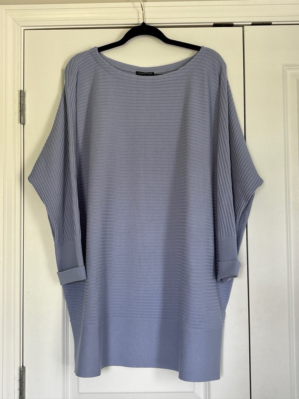 Eileen Fisher Luxe Merino Stretch Pullover Ribbed Sweater Womens XL Powder Blue